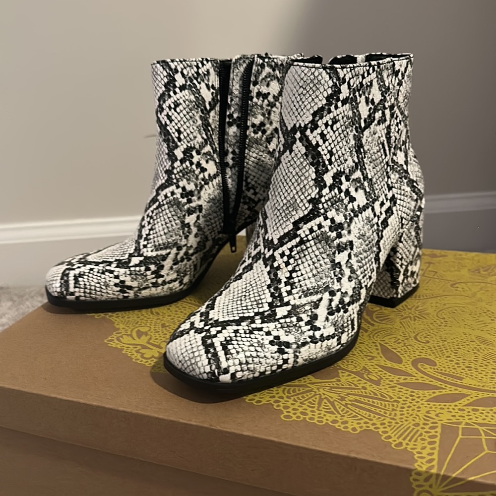 Snakeskin booties
